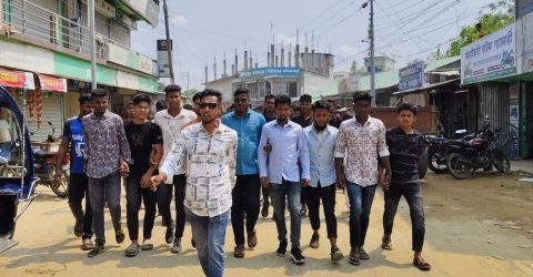 স্বেচ্ছাসেবক দলের সংবর্ধনা অনুষ্ঠানে আব্দুর রহমানের নেতৃত্বে মিছিল সহ যোগদান
