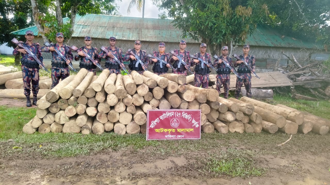 ২৭ বিজিবির অভিযানে অবৈধ সেগুন কাঠ জব্দ