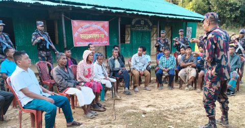 পাহাড়ে চোরাচালান প্রতিরোধে ৫৪ বিজিবির সচেতনতামূলক সভা অনুষ্ঠিত